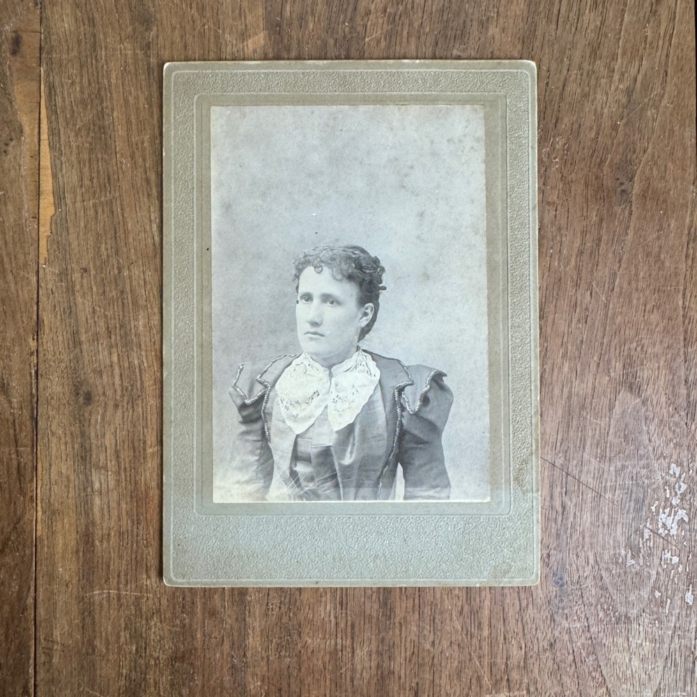 Antique‎ Studio Headshot Portrait Cabinet Card Mrs. Sam Stotlar Cana Illinois